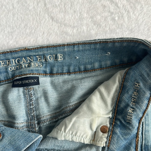 AMERICAN EAGLE Women’s Hi Rise Distressed Edgy Button Fly Grunge‎ Denim Skirt 8 - Picture 9 of 10